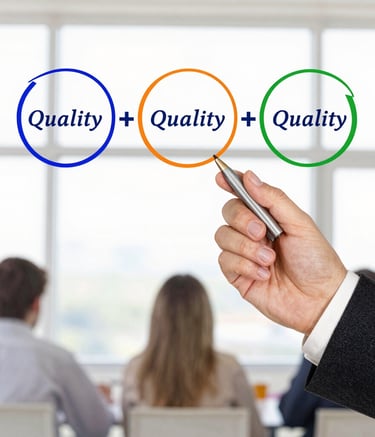 A close-up of two diverse professionals in a collaborative meeting, one pointing at a soft ice colored tablet screen, natural lighting through large windows, wearing steel blue professional attire.