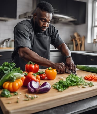 chef using knife front of bowl