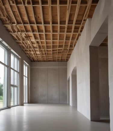 A clear blue sky provides the backdrop for a modern renewable energy setup featuring a wind turbine and solar panels. The sleek, geometric arrangement of solar panels reflects light while the blades of the wind turbine cut through the sky above.