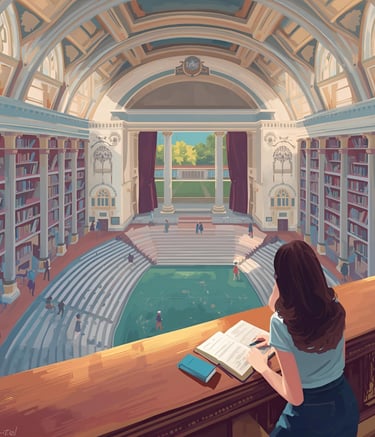 jeune fille qui étudie révise travaille fac supérieur école bibliothèque livre université journal