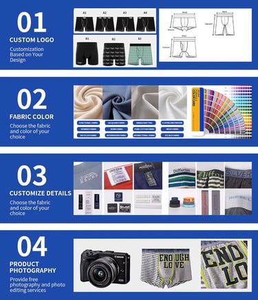 Yuebei Underwear offers men’s underwear custom logo services, enabling private label brands to creat