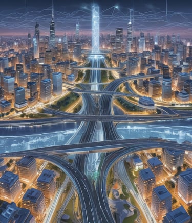 A digital rendering of an electronic circuit board, with a central black chip featuring the text 'CHAT GPT' and 'Open AI' in gradient colors. The background consists of a pattern of interconnected triangular plates, illuminated with a blue and purple glow, adding a futuristic feel.