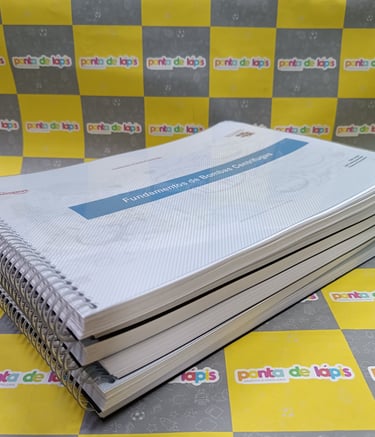 a stack of books with a stack of books on a table