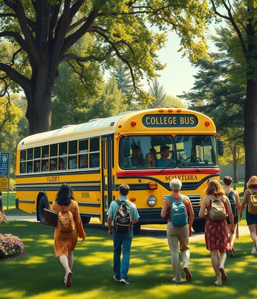 college bus inside a college premise with proper insurance
