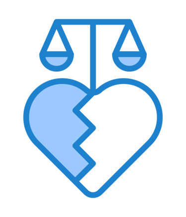 a broken heart icon with a scale
