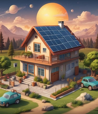 Solar panels installed on a residential rooftop under a clear blue sky.