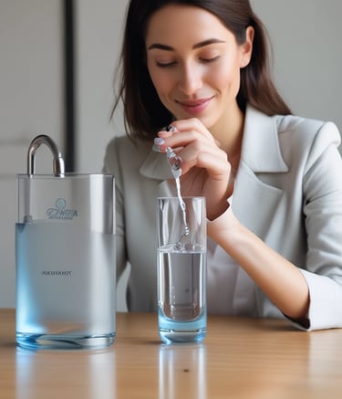 A group of people, including adults and children, are gathered around a traditional water purification fountain. They are holding wooden ladles used to scoop and pour water as part of a cleansing ritual. The atmosphere appears busy and communal, with everyone actively engaged in the purification process.