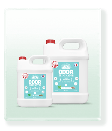 ODOR ELIMINATOR canisters with capacity 2L and 5L, Pine & Menthol scent.