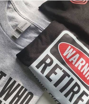 Folded  DTF printed t-shirts