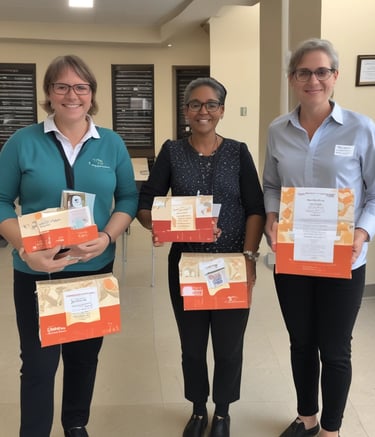 A group of people sitting closely together, each holding and reading from books. They appear to be focused and engaged, dressed in colorful, traditional clothing. The scene suggests a cultural or community gathering, possibly a workshop or seminar.