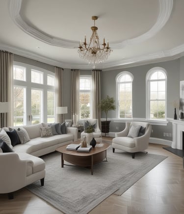 A hand holding a wide paintbrush submerged in a paint can. The surrounding area is covered in splatters of paint, suggesting an ongoing or recent painting project. The image is in black and white, highlighting the contrasts and textures.