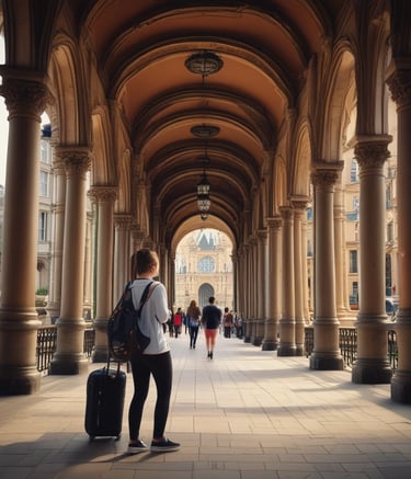 A yellow and black signboard prominently displays the name 'ABUROAD' in both Hindi and English, along with additional text in red below. The sign is positioned on a platform with a tiled floor. Greenery is visible in the background along with a blue sky partially covered by clouds.