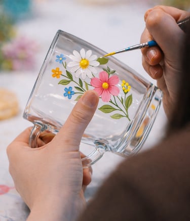 flower glass painting hen party workshop York