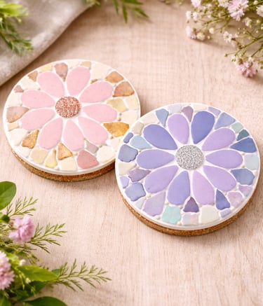 flower theme mosaic coaster hen party workshop York