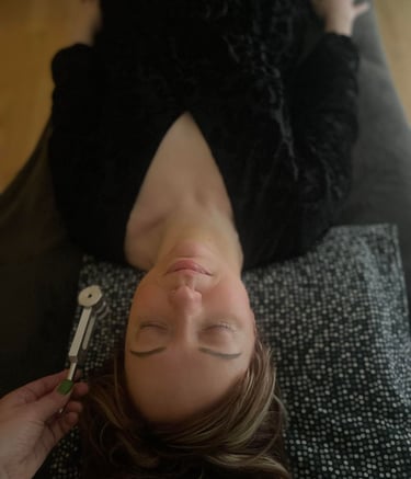 a woman during individual sound therapy session