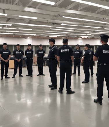 Security personnel conducting a safety drill.