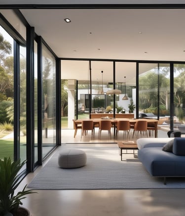 A beautifully renovated living room with modern furnishings.