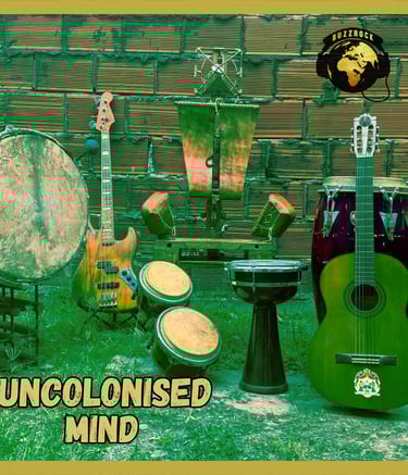 a group of musical instruments and instruments in a field