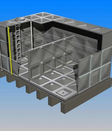 Graphical image of GRP sectional water Tank