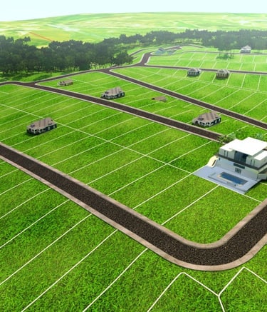 imagem aérea de um loteamento