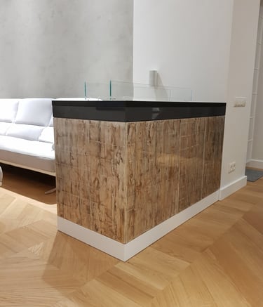 oksydowane płatki srebra na zabudowie meblarskiej