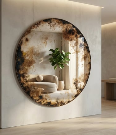 lustra postarzane, lustra antyczne różne kształty