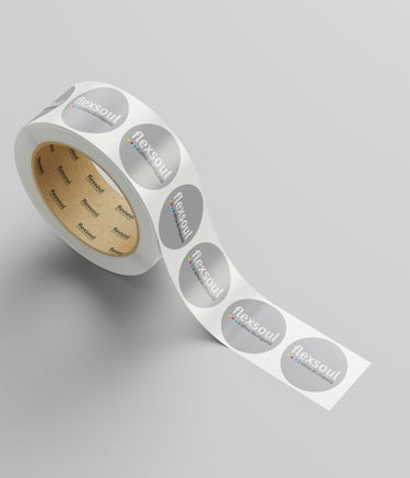 Rolo de etiqueta adesiva personalizada, impresso Flexsoul