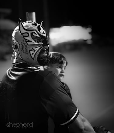 The wrestler in black and white