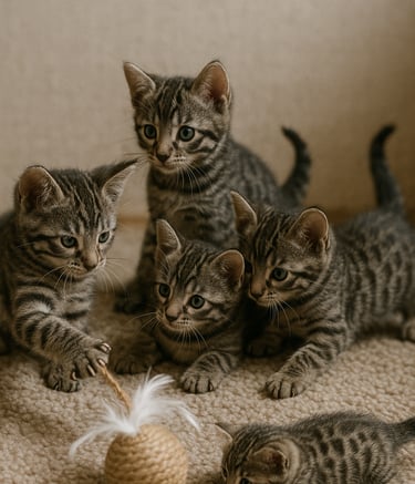 Portée de chatons Bengal charcoal au pelage foncé, élevés en famille