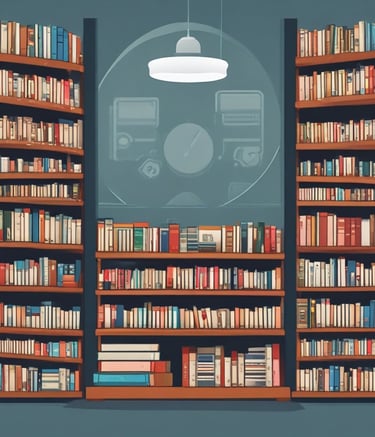 A vibrant street scene showing diverse community members collaborating around digital devices.