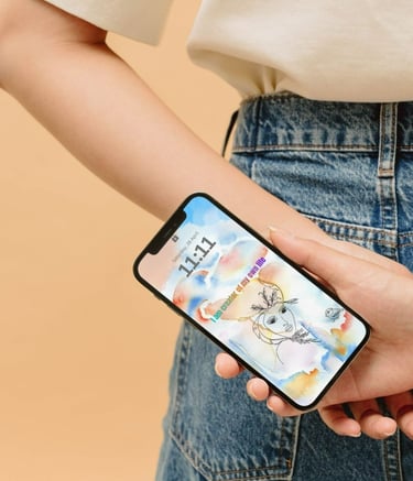 Spiritual phone wallpaper with affirmation on smartphone for daily mindfulness and self-growth