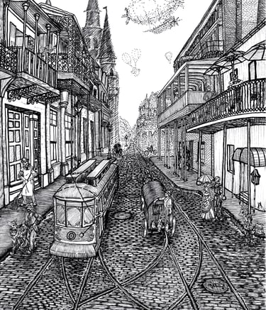 black and white pen and ink illustration Steampunk Roleplaying narrative concept based on contemporary photo Victorian city