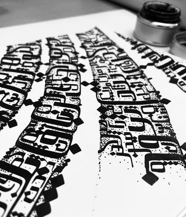 Handcrafted Persian calligraphy artwork with elegant flowing script in contemporary style.