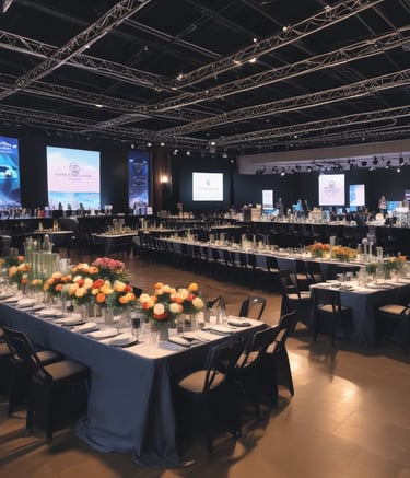 Artist performing energetically on stage with an enthusiastic audience.