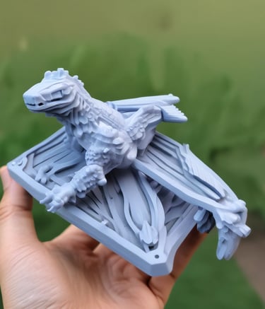 Hands holding a freshly printed intricate mechanical part.