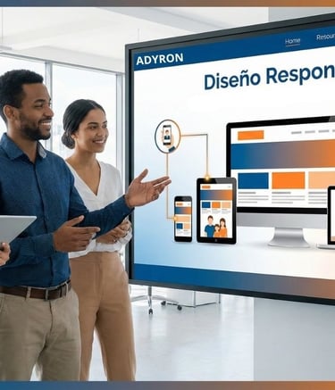 a group of people standing in front of a large screen