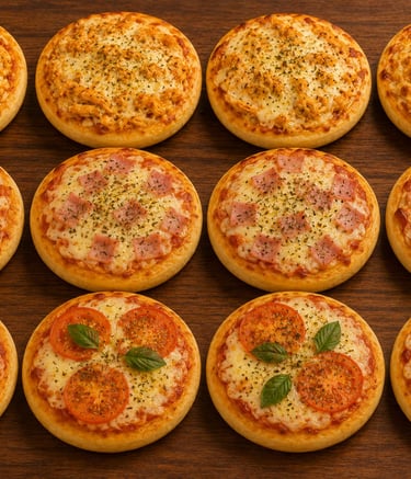Mini pizzas suculentas | Clube do Freezer Reino dos Sabores