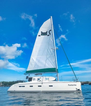 Panterita, le catamaran autonome de TTT qui sert de base itinérante dans les Caraïbes