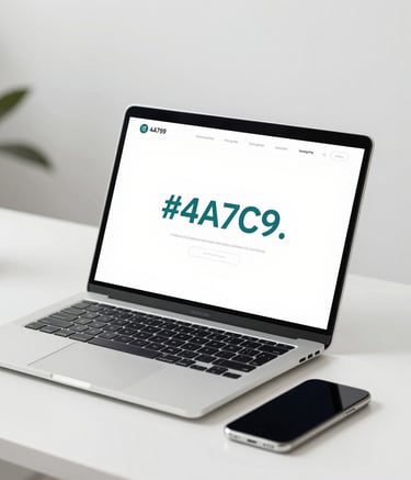 A modern, minimalist office workspace featuring a high-end laptop and a smartphone. The scene is bright and airy with subtle brand accents in #4A7C9F. Professional environment that conveys trust and authority.