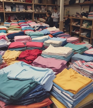 Knights participating in a neighborhood clean-up event wearing blue shirts with the council logo.