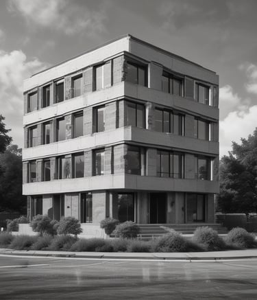 A telecommunications tower stands atop a hill surrounded by a dense forest of green trees and under a clear blue sky. The terrain is rocky with patches of greenery interspersed among the rocks.