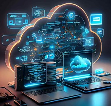a laptop computer and a laptop with a cloud computing