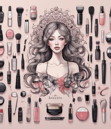 A fashion retail display features mannequins dressed in vibrant clothing. One mannequin wears a blue dress, while another is in an orange dress. Various accessories, such as handbags and shoes, are placed around the mannequins in a neatly arranged storefront. The backdrop includes paneling with artistic designs and muted lighting contributes to a chic ambiance.