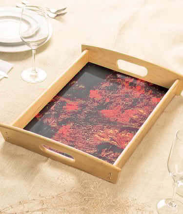Red texture abstract serving tray recycled plastic photo print on the zazzel