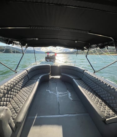 a boat with a boat in the water