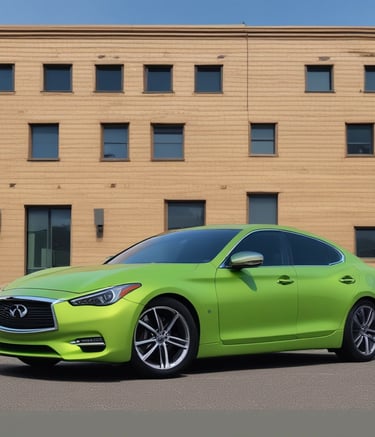 The image captures a close-up view of a car, focusing on the window area. There are stickers visible on the window, which include some text and a graphic of a vehicle. The car is black and the photo is taken at sunset, casting a warm, golden glow on the vehicle's surface.