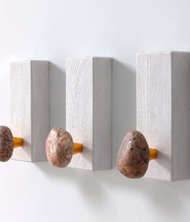 3 pcs Stone Hangers, Coat Rack with natural Beach stones, Rock towel hangers, Towel hooks