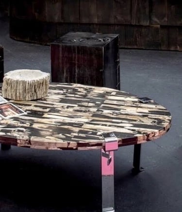 Petrified Wood Mosaic table on Sandoz legs