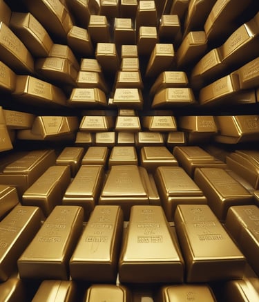 A stack of gold bars sitting on top of a table
