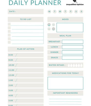 a daily planner with a daily schedule of daily tasks
